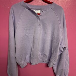 Old Navy Women's Cropped Button Front Lavender Sweatshirt